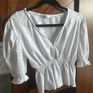 White Eyelet Women Top